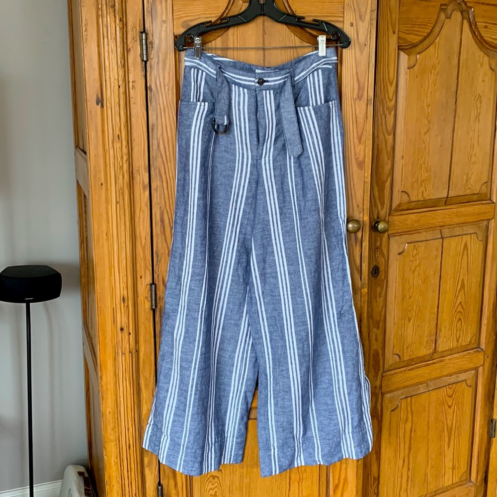 Anthropologie linen wide leg pants